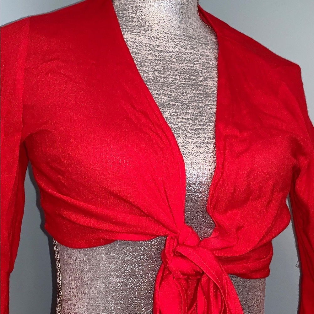 Red Bell Sleeve Crop Top🚨